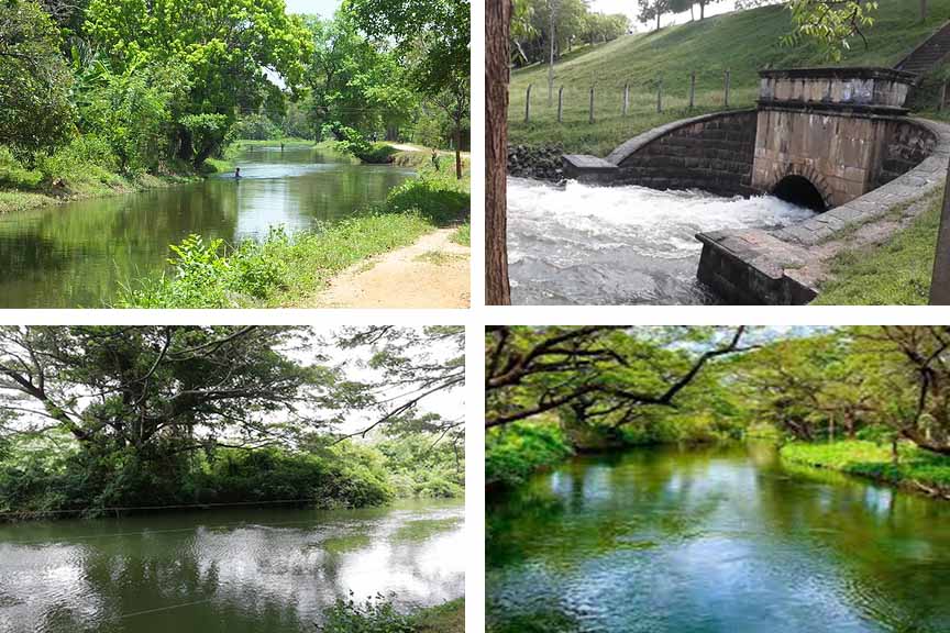 Waterway feeding agricultural fields